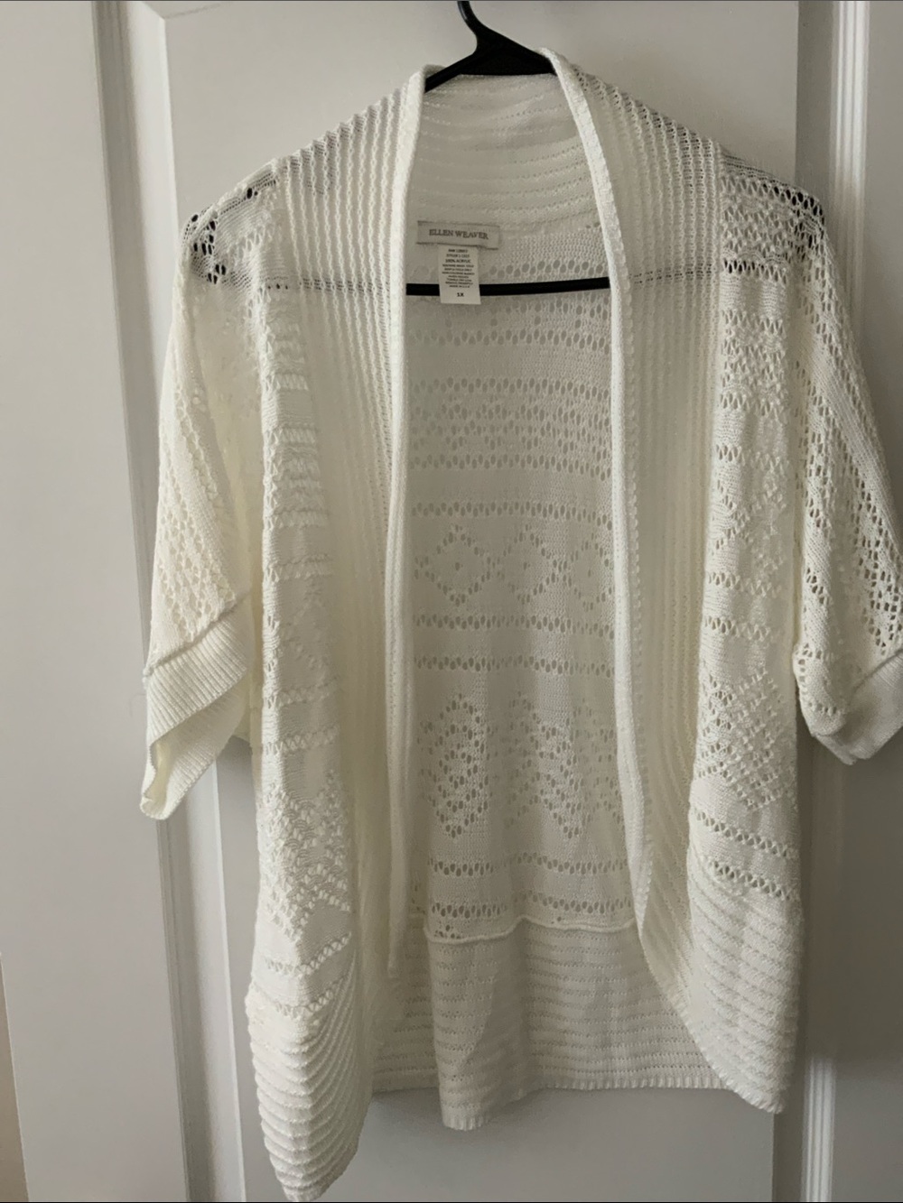 Open-Knit White Women's Cardigan Sweater by Ellen Tracy